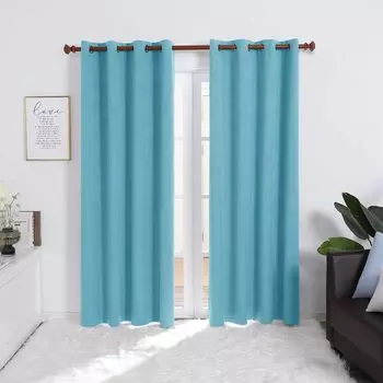 Шторы Deconovo Linen 100% Blackout, 132x274 см, голубой