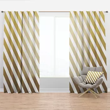 Шторы Designart Gold Diagonal Retro Design, золотой