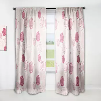 Шторы Designart Розы в стиле ретро, розовый