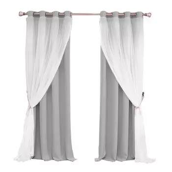 Шторы для детской комнаты, кухонные шторы, термошторы от холода, непрозрачные шторы с петлями, плотные шторы, комплект из 2 В 243 х Ш 132 см BTTO, серый