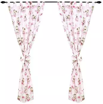 Шторы для детской комнаты TupTam, детские шторы с бантами, комплект из 2 шт., цвет: жираф/розовый, размер: ок. 155х95 см.