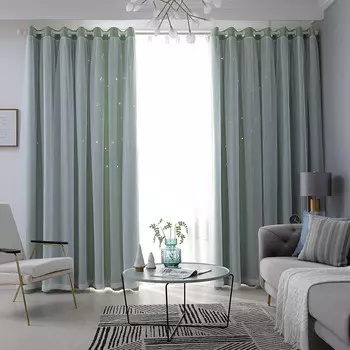 Шторы двухслойные Wokaso Blackout, зеленый