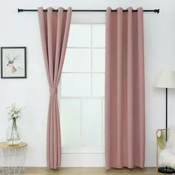 Шторы Grandekor с люверсами, комплект из 2 шт., 183 х 117 см (В х Ш), плотные шторы, светло-розовые, шторы для гостиной, розовый