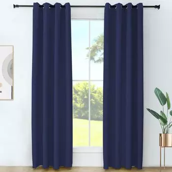 Шторы Grandekor с люверсами, комплект из 2 шт., 260 х 140 см (В х Ш), плотные шторы, темно-синие шторы для гостиной, синий