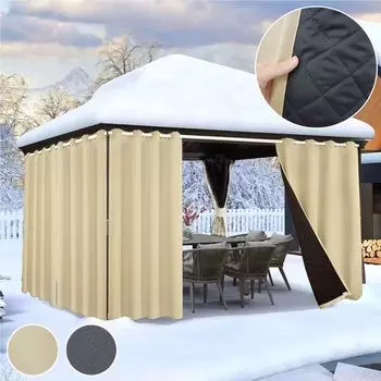 Шторы хлопок маркет - плотные шторы - карнизы - шторы на окна и балконные двери - на ленте, 250х140 см, горчичные Qelus, бежевый