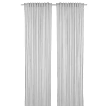 Шторы Ikea Bymott 2 шт, белый/светло-серый в полоску