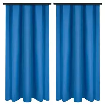 Шторы из сатина 2 шт. 140 х 225 см белые - шторы - микросатиновая штора - штора - петлевая штора с рюшовой лентой Voppi, синий