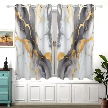 Шторы мраморные Goojoo, белый