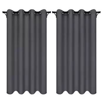 Шторы на люверсах 140х160 см 2 шт синие готовые непрозрачные шторы Voppi, серый