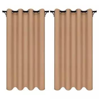 Шторы на люверсах 140х160 см 2 шт бежевые готовые непрозрачные шторы Voppi, бежевый