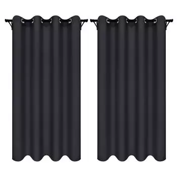 Шторы на люверсах 140х250 см 2 шт бежевая карамель Готовые непрозрачные шторы Voppi, серый