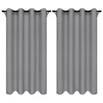 Шторы на люверсах 140х260 см 2 шт. темно-серые непрозрачные шторы с графитовой отделкой Voppi, серый