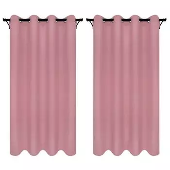 Шторы на люверсах 140х280 см 2 шт серые готовые непрозрачные шторы Voppi, розовый