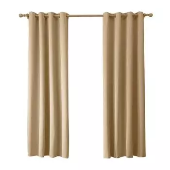 Шторы Полностью тюлевые шторы с теплоизоляцией/шторы/жалюзи для спальни и гостиной, 100% затемнение, 2 панели, Ш 55 В 88 дюймов, темно-серый ele eleoption, бежевый