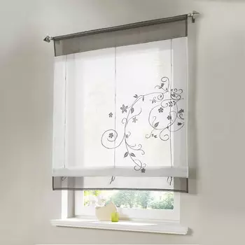 Шторы римские с вышивкой Tutunaumb 2022, серый