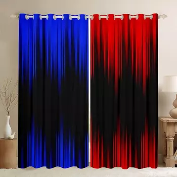 Шторы с эффектом омбр Yst, красный / черный