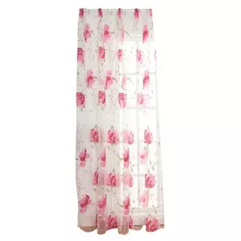 Шторы с цветочным принтом через карниз из полиэстера прозрачные портьеры для балкона-фиолетовые Stuttg, красный