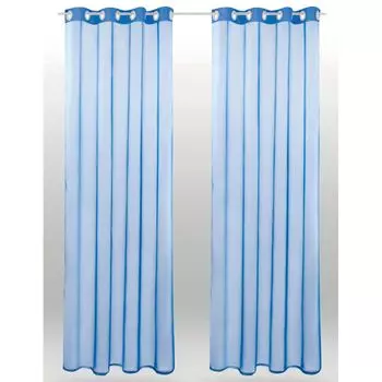 Шторы с цветочным принтом через стержень, полиэфирная прозрачная оконная портьера для балкона, зеленая Bestlivings, синий