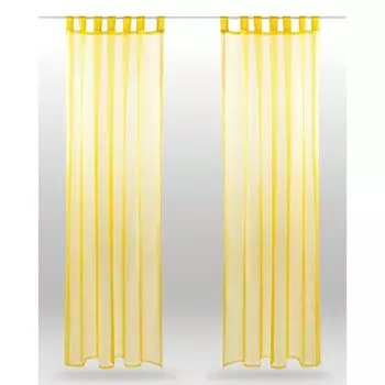 Шторы с люверсами 140 x 240/250 см 100% полиэстер (Зеленый 3) Bestlivings, желтый