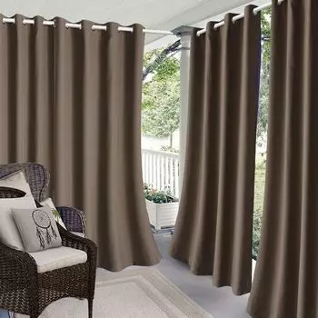 Шторы с люверсами, однотонные водонепроницаемые полиэстеровые солнцезащитные шторы для пола для наружного использования, темно-кофейные, размеры: 150*166 см Stuttg, мультиколор