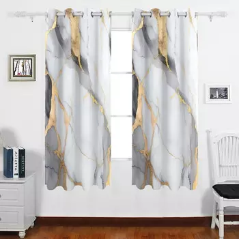 Шторы с мраморным принтом Yggo, серый