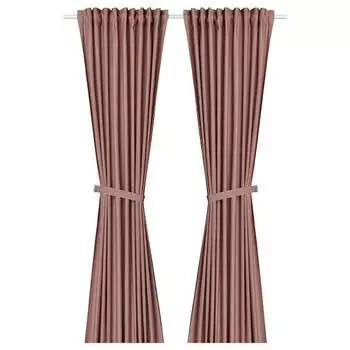 Шторы с подхватами Ikea Lenda, 140х250 см, 2 штуки, коричнево-красный
