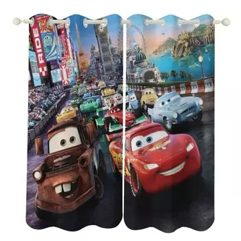 Шторы с принтом NOBRAND Cars Lightning McQueen 52 x 72 дюйма 2 шт, разноцветный