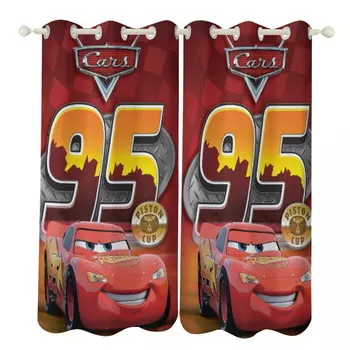 Шторы с принтом NOBRAND Cars Lightning McQueen 52 x 72 дюйма 2 шт, разноцветный