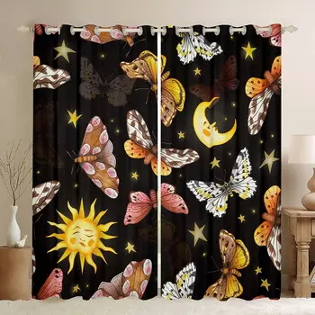 Шторы с принтом Yst, черный / желтый