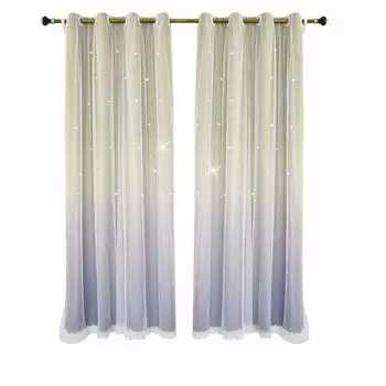 Шторы с радужными звездами для спальни для девочек, двухслойные детские плотные шторы с яркими полосками и белые прозрачные занавески для окон в гостиной (желтые и красные, Ш52 x Д84 дюйма) ele eleoption