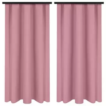 Шторы с рюшами на ленте 140х160 см 2 шт серые готовые непрозрачные шторы Voppi, розовый