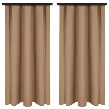 Шторы с рюшами на ленте 140х160 см 2 шт бежевые готовые непрозрачные шторы Voppi, бежевый