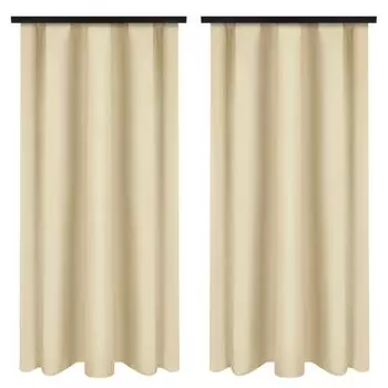 Шторы с рюшами на ленте 140х160 см 2 шт. темно-серые непрозрачные шторы с графитовой отделкой Voppi, бежевый