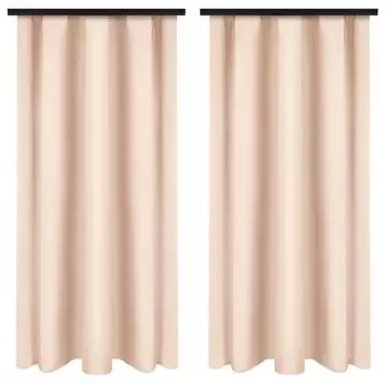 Шторы с рюшами на ленте 140х160 см 2 шт бежевые готовые непрозрачные шторы Voppi, бежевый