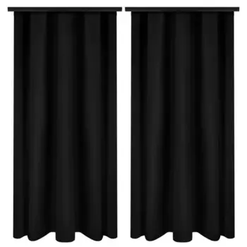 Шторы с рюшами на ленте 140х160 см 2 шт. непрозрачные шторы с отделкой цвета экрю Voppi, черный
