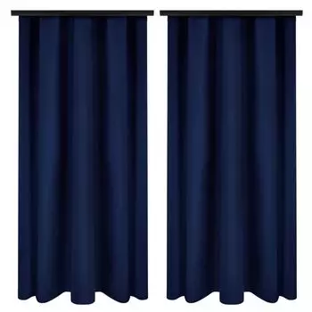 Шторы с рюшами на ленте 140х260 см 2 шт. темно-серые непрозрачные шторы с графитовой отделкой Voppi, темно-синий