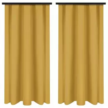 Шторы с рюшами на ленте 140х280 см 2 шт розовые готовые непрозрачные шторы Voppi, желтый