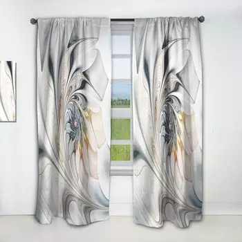 Шторы с узором Designart, белый / серый