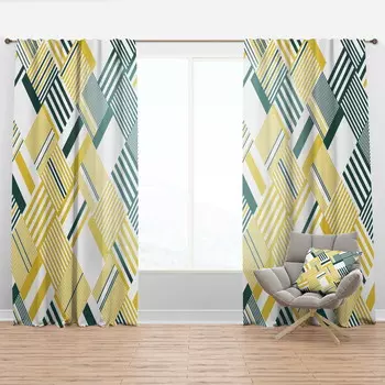 Шторы с узором в полоску Designart, желтый
