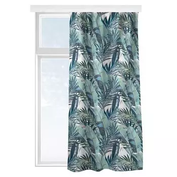 Шторы - узор джунгли из бирюзовых листьев, размер ВхШ: 225х130 см (1 штора), материал: плотный бархат 510г/м. PPS. Digital Printing