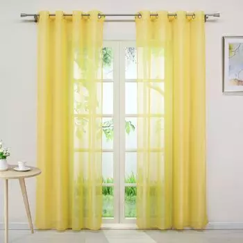 Шторы Вуаль Прозрачная декоративная штора Простая штора с люверсами Желтая В x Ш 175 x 140 см 1 шт. Yujiao Mao, желтый