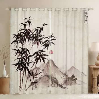 Шторы в японском стиле Yst, белый / черный