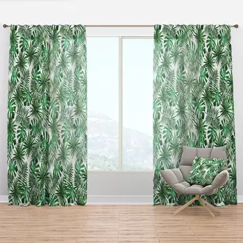 Шторы в тропическом стиле Designart Tropical Foliage Mood VIII, зеленый