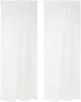 Шторы WOLTU с рюшами на ленте прозрачные шторы с эффектом льна 140х245 см белые, белый