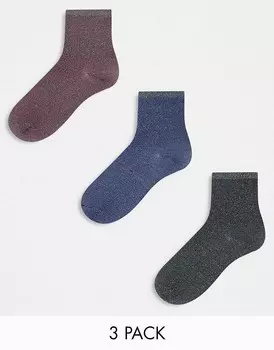 Штуки – Комплект из 3 пар носков с блестками в зимних оттенках