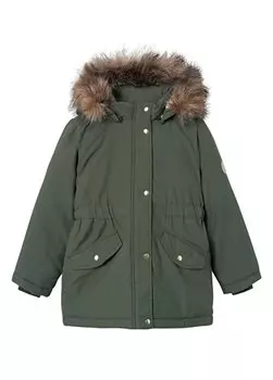 Шуба цвета хаки для девочек с капюшоном и нормальной талией NKFMARLIN PARKA JACKET PB Name t, хаки