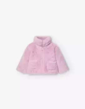 Шуба для девочки с карманами и застежкой-молнией Losan, розовый