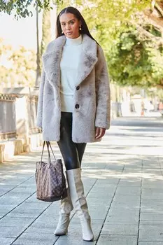 Шуба из искусственного меха Sosandar, бежевый