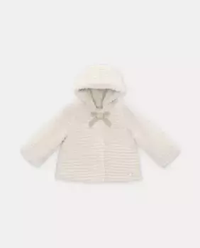 Шуба на девочку с капюшоном песочного цвета Martn Aranda, светло-коричневый