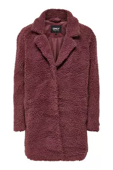 Шуба ONLY длинная, бордовый